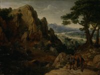 GG 52  GG 52, Lukas van Valckenborch (vor 1535-1597), Felsige Landschaft mit Jägern, Eichenholz, 45,8 x 66,8 cm